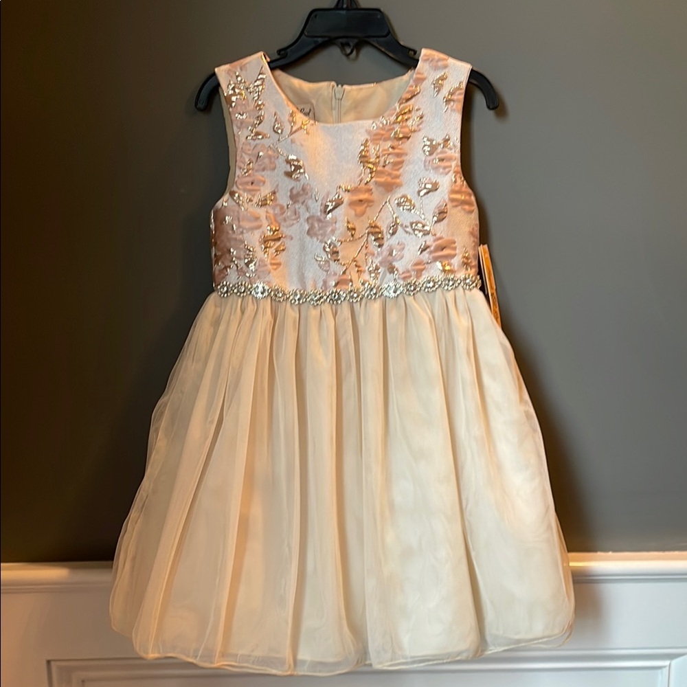 Gold Orange Sleeveless Fit and Flare Wedding Dress